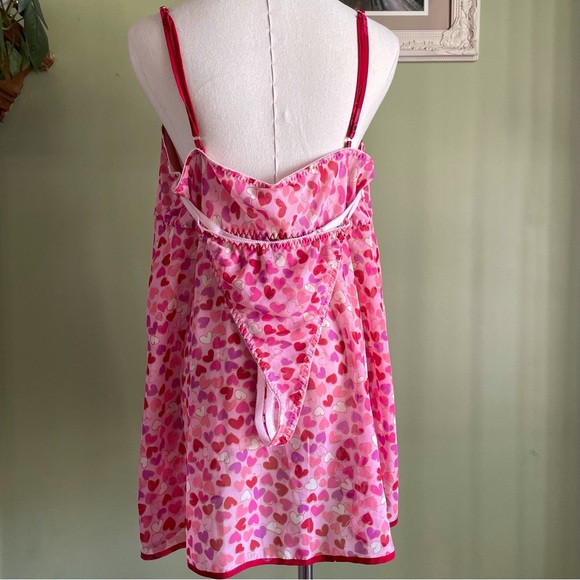 Y2K Cliché Valentine Heart Pattern Split Front Lingerie with Matching Panty NWT - Picture 3 of 8